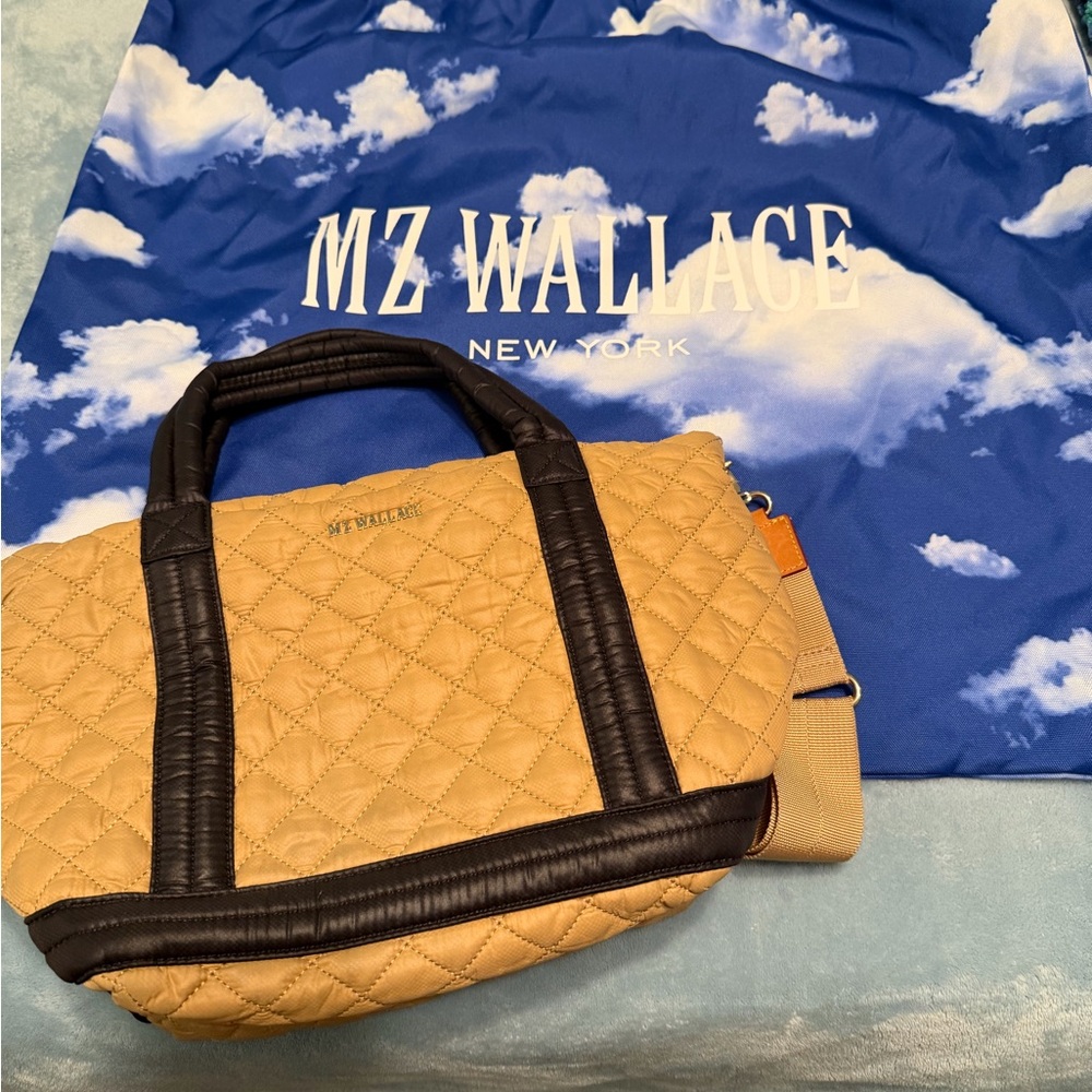 MZ Wallace Quilted Tan and Black Tote